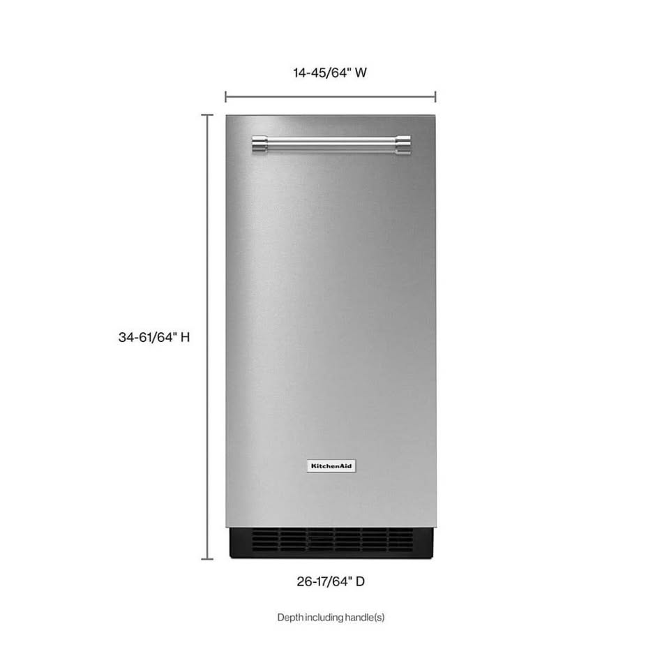 KitchenAid - 15" 22.8-Lb. Freestanding Icemaker - Stainless Steel