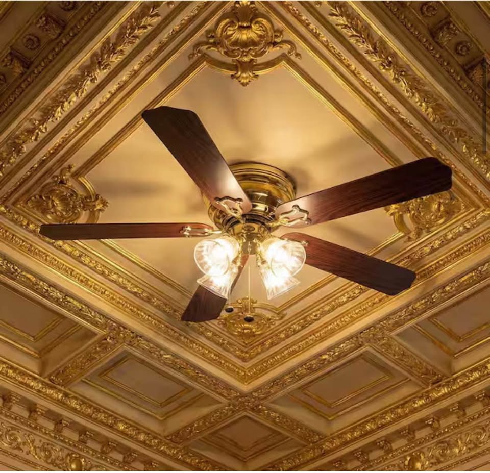 Hampton Bay Carriage House 52” Polished Brass Ceiling Fan w/ LED Light & Reversible Blades