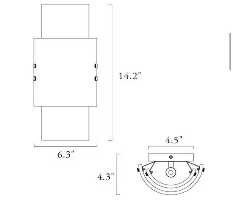 LNC 6.3” 2-Light Brass Glacier Glass Wall Sconce