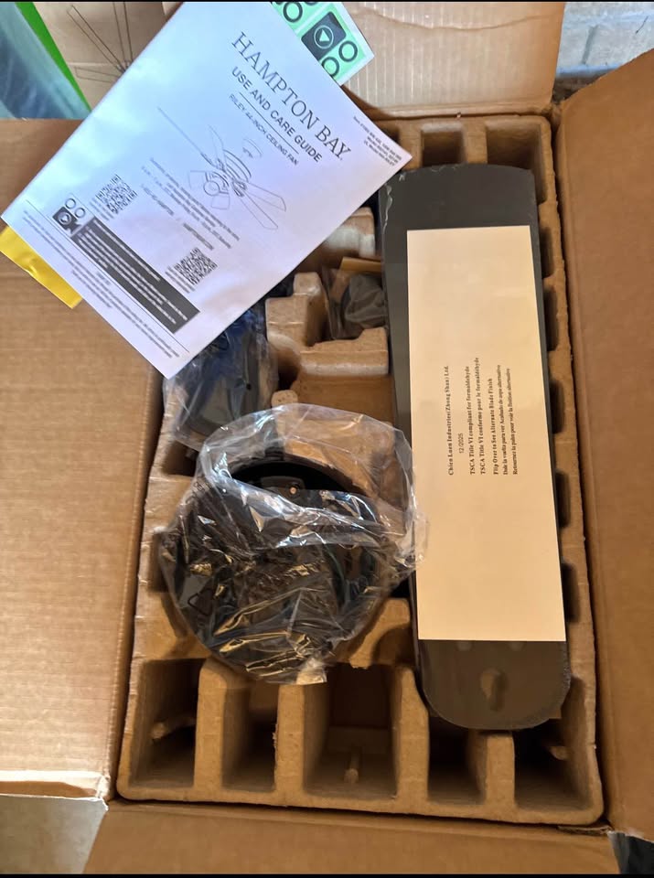 Hampton Bay Riley 44” Matte Black LED Ceiling Fan w/ Light, Remote & Reversible Blades