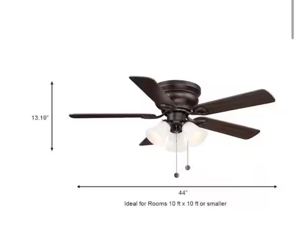 Hampton Bay Clarkston II 44” LED Ceiling Fan w/ Light Kit – Oil Rubbed Bronze