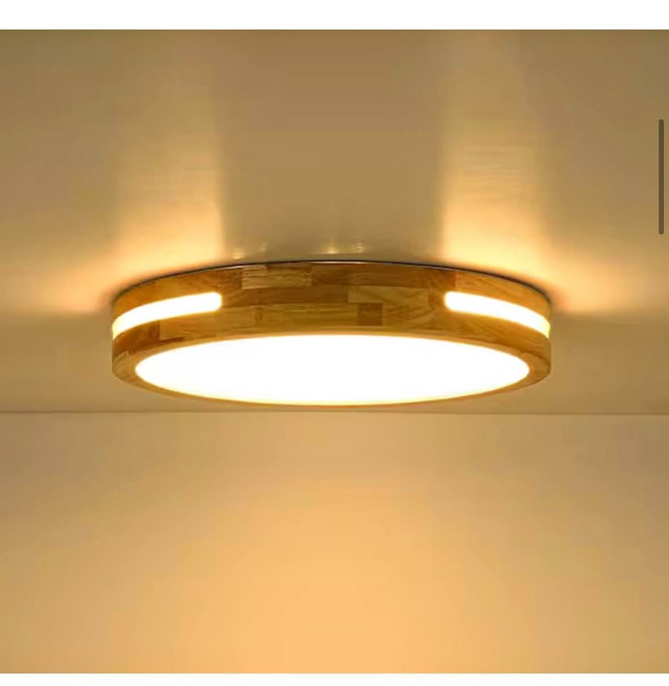 HUOKU 15.7” Oak LED Flush Mount Ceiling Light