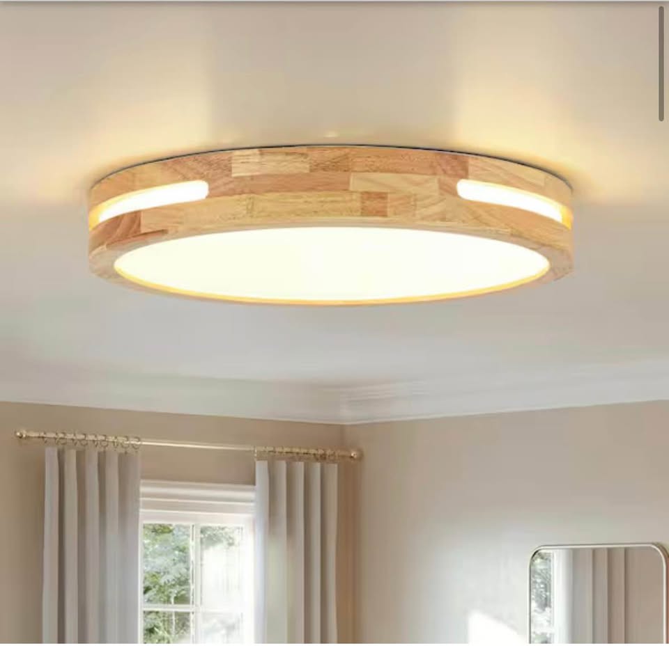 HUOKU 15.7” Oak LED Flush Mount Ceiling Light
