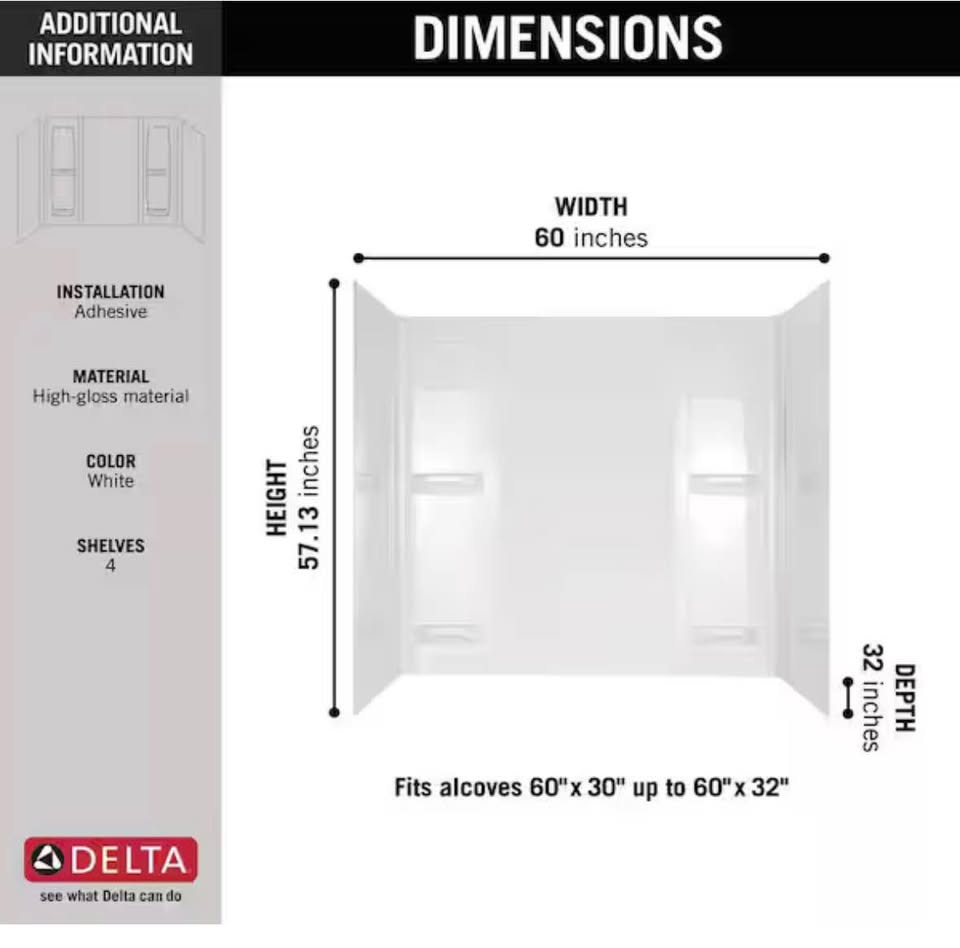 Delta Pro-Series 60” Bathtub Surround