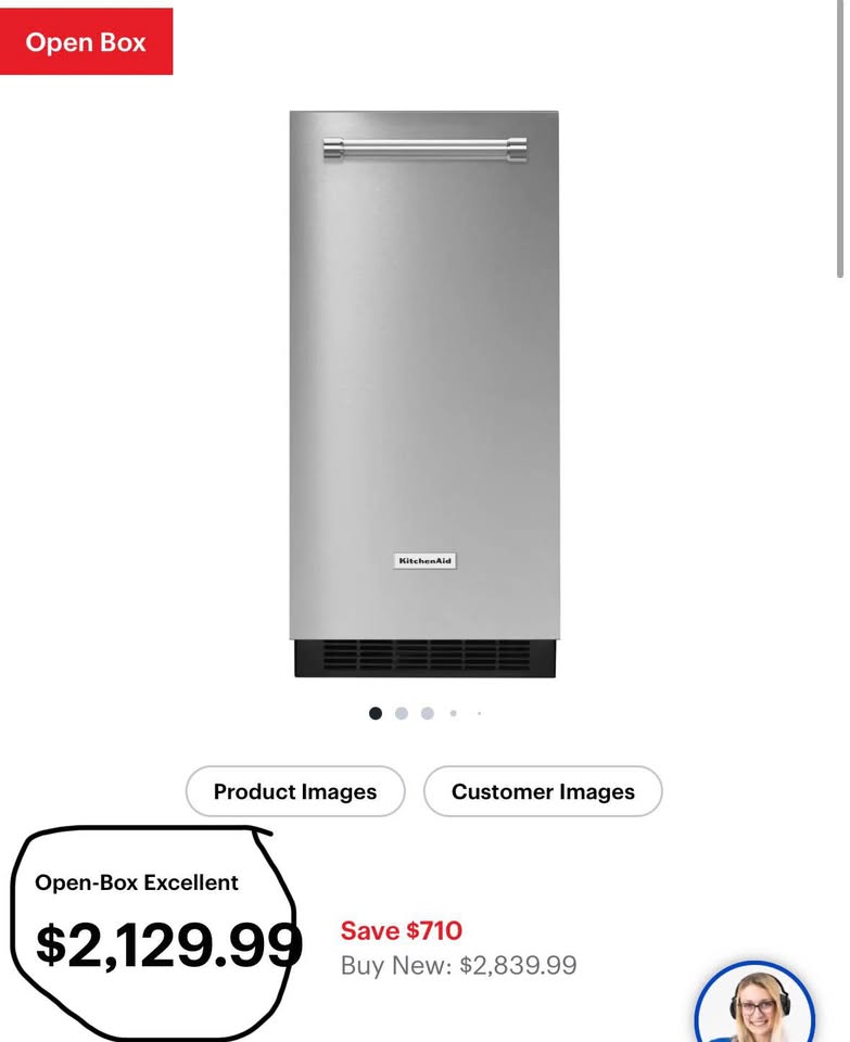 KitchenAid - 15" 22.8-Lb. Freestanding Icemaker - Stainless Steel