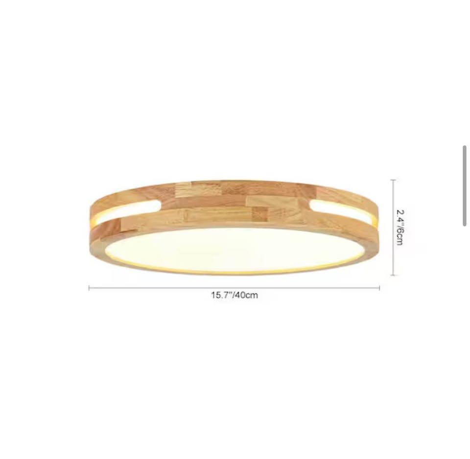 HUOKU 15.7” Oak LED Flush Mount Ceiling Light