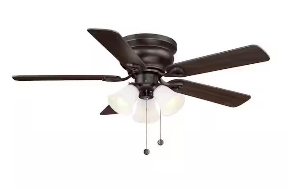 Hampton Bay Clarkston II 44” LED Ceiling Fan w/ Light Kit – Oil Rubbed Bronze