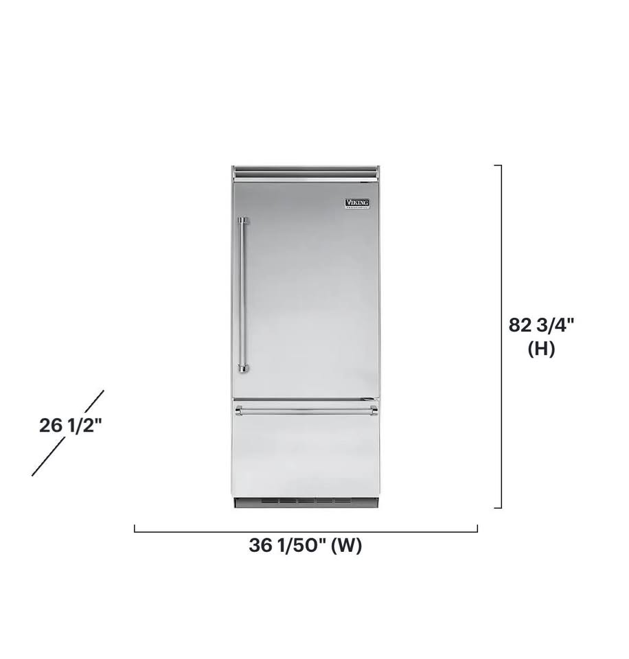 Viking 36” Built-In Bottom-Freezer Refrigerator, Stainless Steel