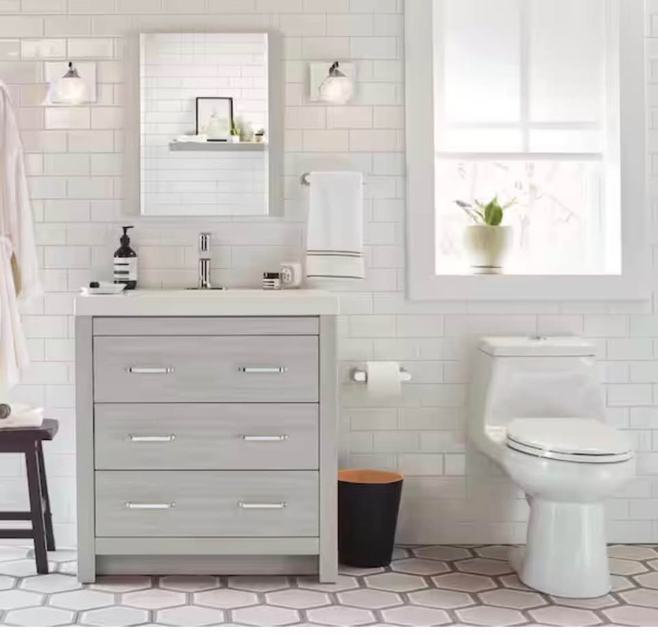 Glacier Bay McClure One-Piece Dual Flush Elongated Toilet, White – Seat Included
