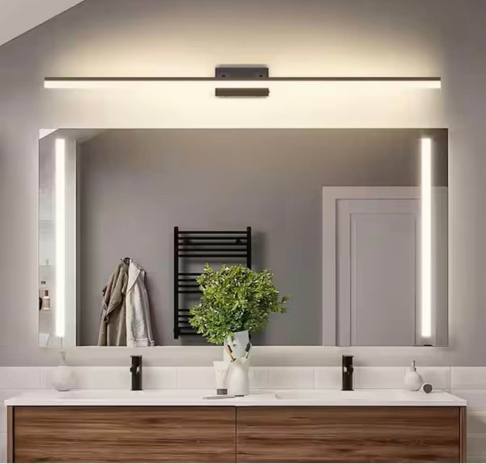 JUSHENG 54.7” Black LED Vanity Light Bar, Dimmable, 5-CCT Adjustable
