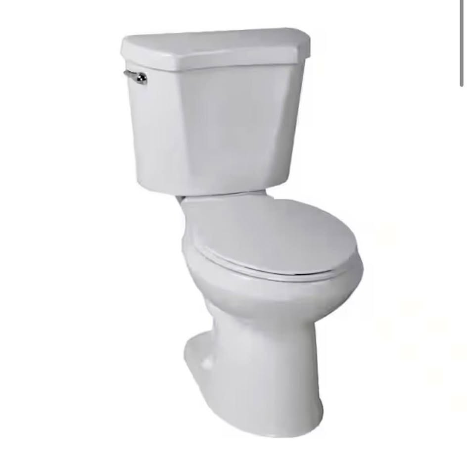 Glacier Bay 10-Inch Rough-In 2-Piece Single Flush Round Toilet – White (Seat Included)