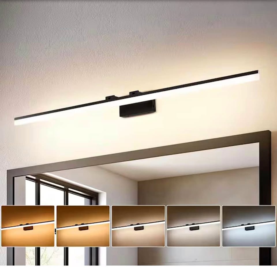 JUSHENG 54.7” Black LED Vanity Light Bar, Dimmable, 5-CCT Adjustable