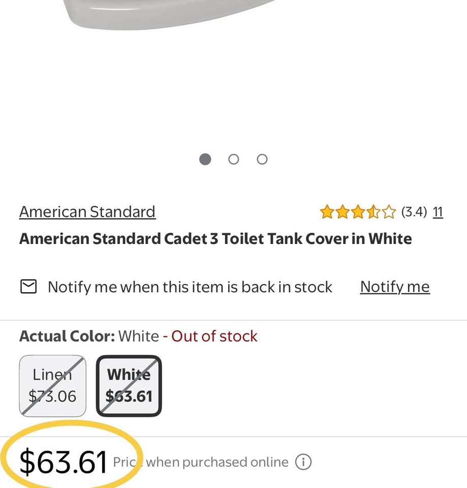 American Standard Cadet 3 Toilet Tank Cover in White