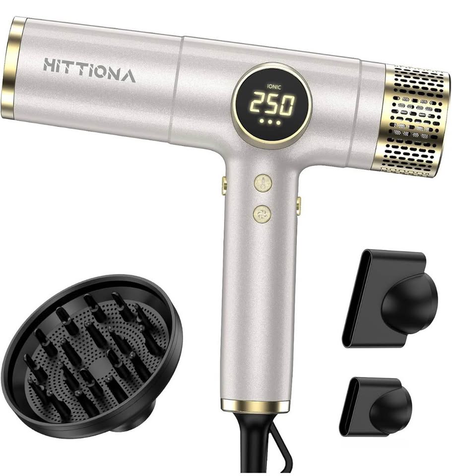 HITTIONA Dual Voltage Travel Hair Dryer 2000W – Ionic Fast Drying, Lightweight, 110-240V