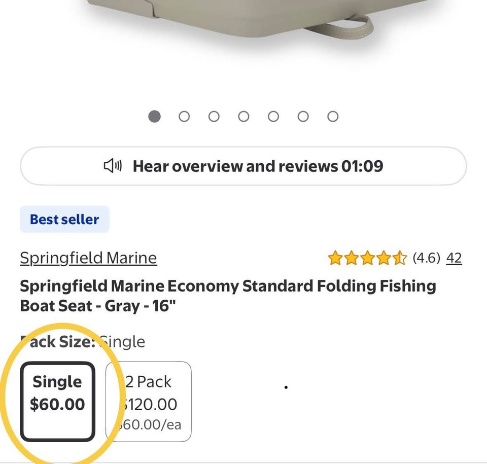 Springfield Marine Folding Fishing Boat Seat – Gray 16”