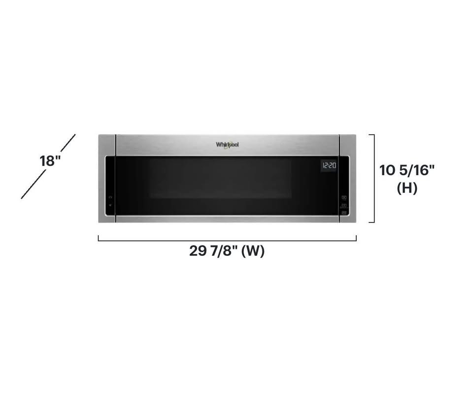 Whirlpool 1.1 Cu. Ft. Low Profile OTR Microwave Hood, Stainless Steel