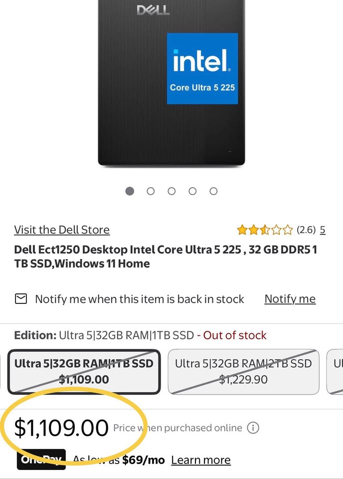 Dell ECT1250 Desktop PC | Intel Core Ultra 5 | 32GB DDR5 RAM | 1TB SSD | Windows 11