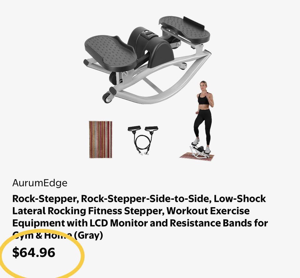 AurumEdge Rock Stepper w/ LCD Monitor & Resistance Bands - Gray