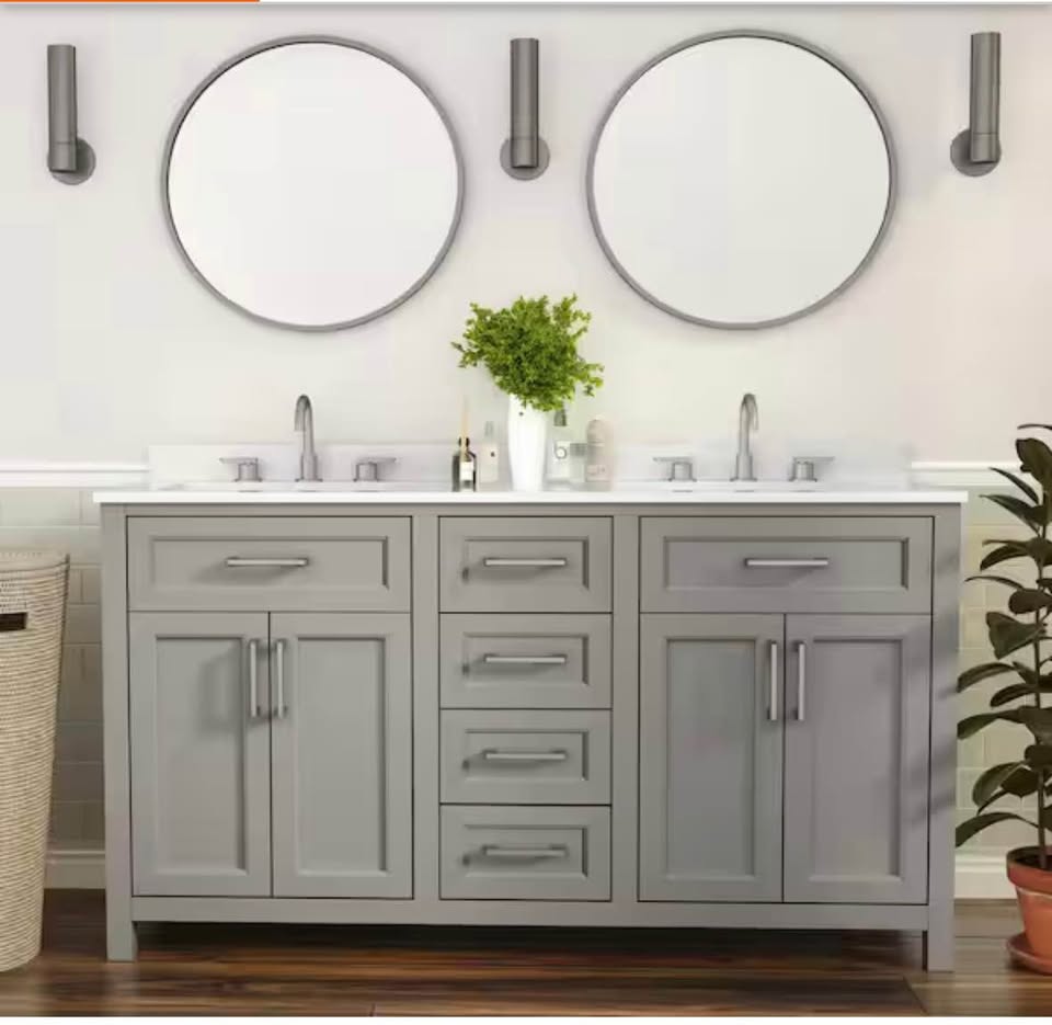Carnegy Avenue Vega 60” Gray Bathroom Vanity(without top)