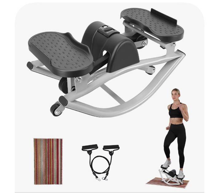 AurumEdge Rock Stepper w/ LCD Monitor & Resistance Bands - Gray