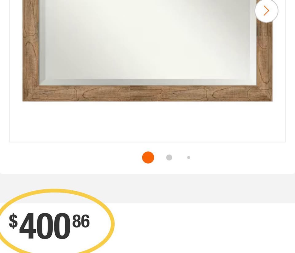 Amanti Art 45.5” x 35.5” Brown Wood Framed Beveled Wall Mirror