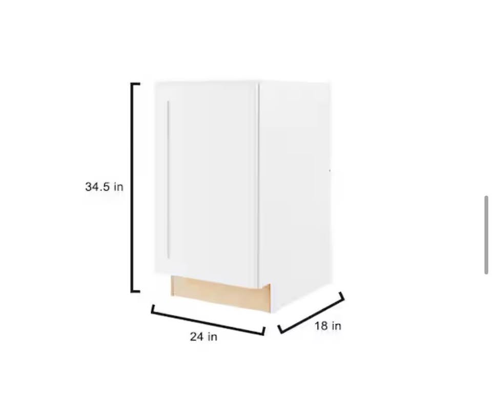 Hampton Bay Avondale 18” Shaker Trash Can Kitchen Cabinet – Alpine White (Ready to Assemble)