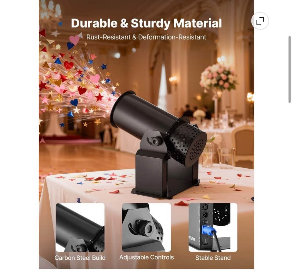 VEVOR 1500W Electric Confetti Machine w/ Remote & DMX512 for Events & Parties