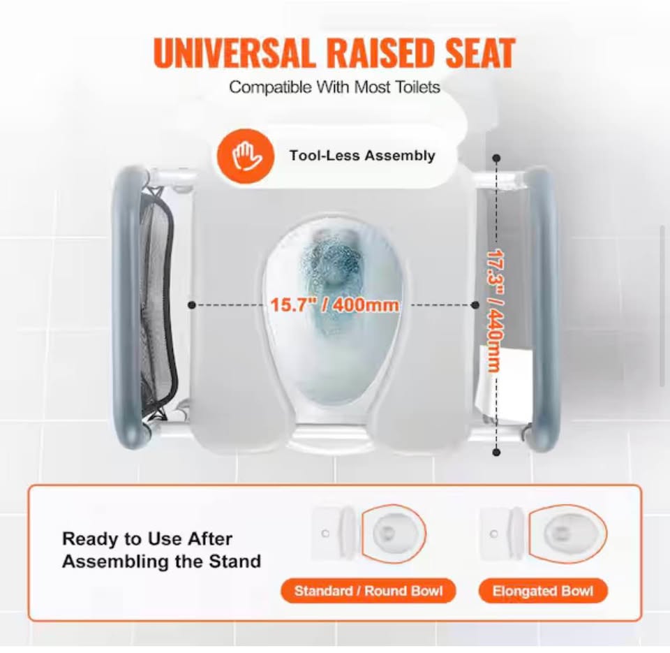 SVOPES Raised Toilet Seat – 7-Position Height Adjustable, 350 lb Capacity