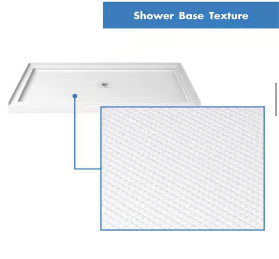 DreamLine 60”x36” White Shower Base w/ Center Drain