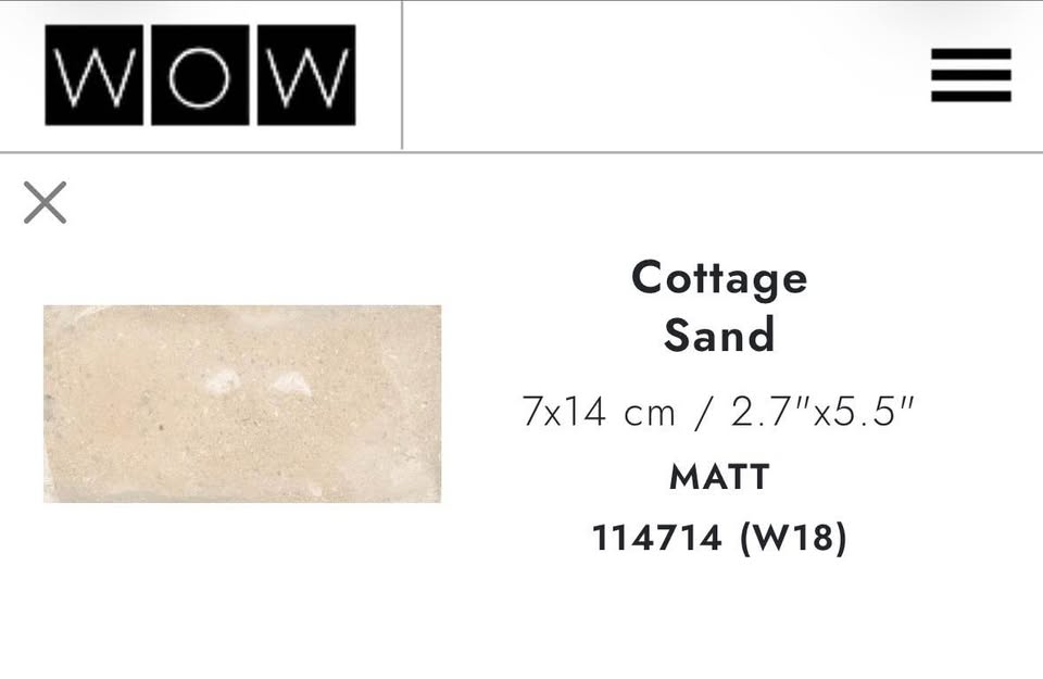 WOW Design Cottage Sand Matte Porcelain Tile 2.7” x 5.5” – 5.27 Sq Ft/Box (New)