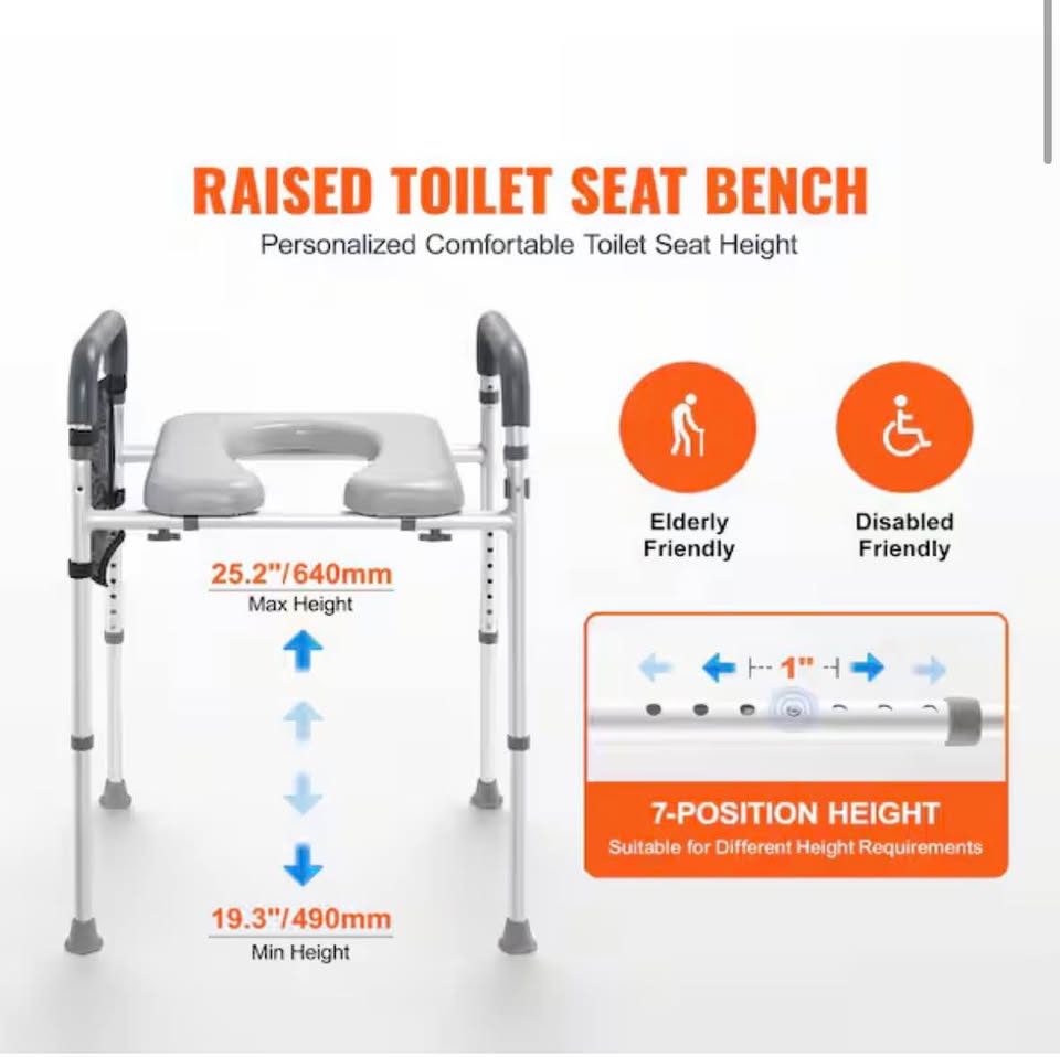 SVOPES Raised Toilet Seat – 7-Position Height Adjustable, 350 lb Capacity