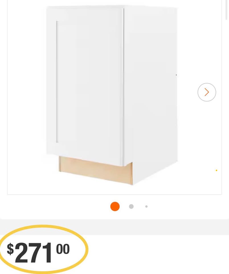 Hampton Bay Avondale 18” Shaker Trash Can Kitchen Cabinet – Alpine White (Ready to Assemble)