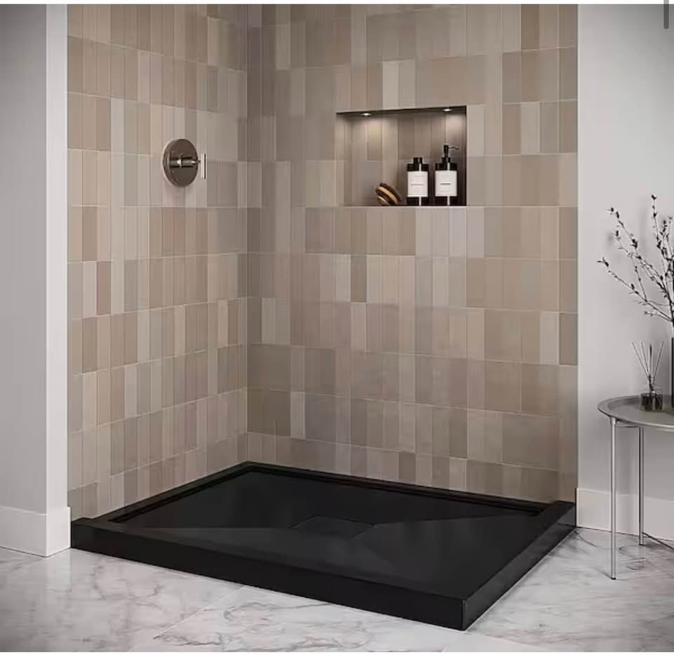 Streamline 60”x36” Black Corner Shower Base w/ Drain