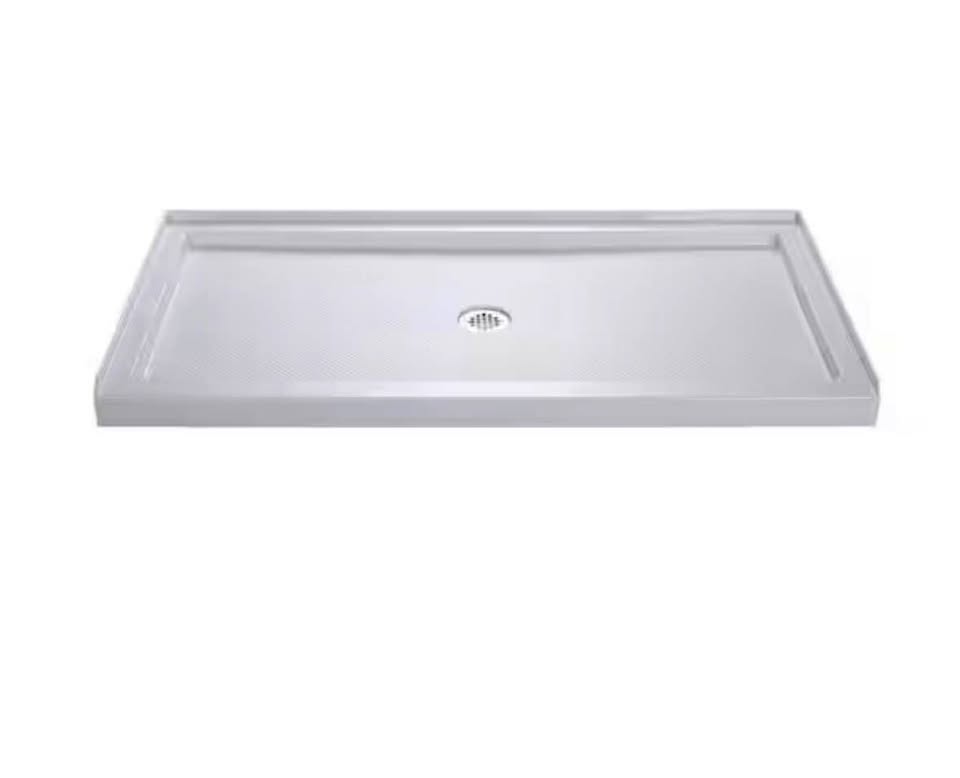 DreamLine 60”x36” White Shower Base w/ Center Drain