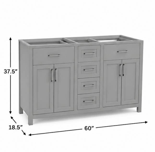 Carnegy Avenue Vega 60” Gray Bathroom Vanity(without top)