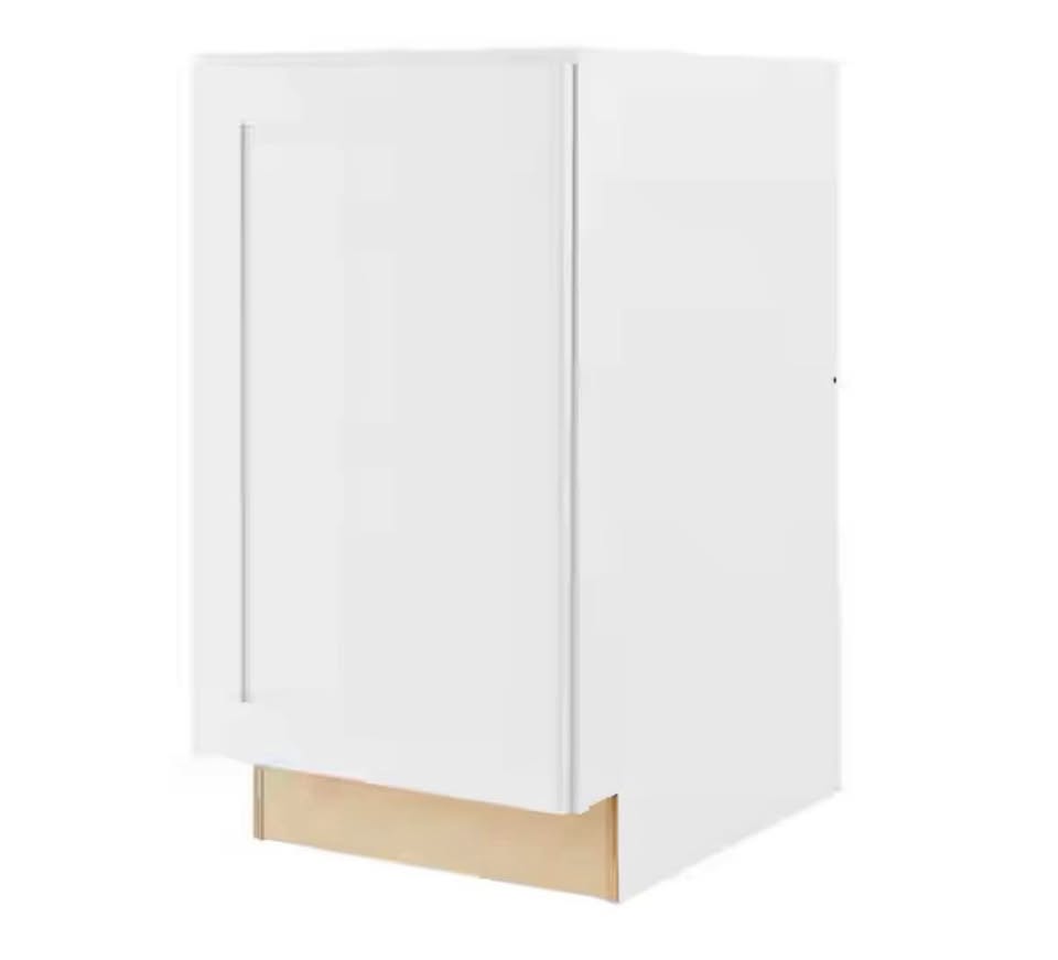 Hampton Bay Avondale 18” Shaker Trash Can Kitchen Cabinet – Alpine White (Ready to Assemble)
