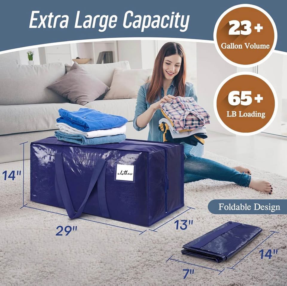 FYGRIP 12-Pack Extra Heavy Duty Large Moving Storage Bags – Blue