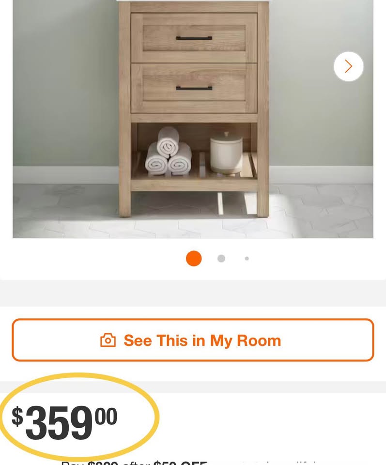 Home Decorators Autumn 24” Freestanding Bath Vanity - No Top