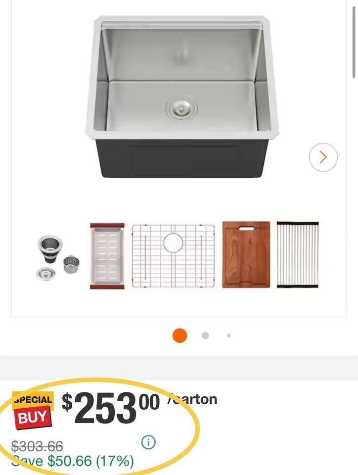 LORDEAR 24” Undermount Stainless Steel Utility Sink w/ Strainer