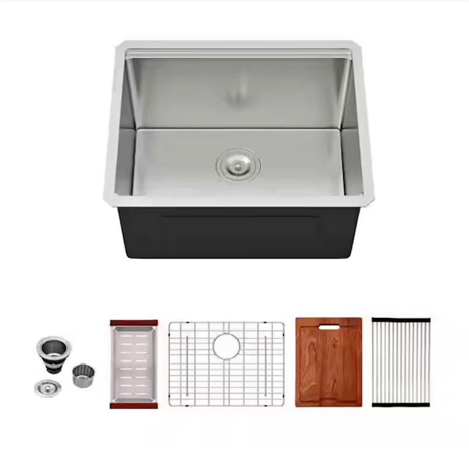 LORDEAR 24” Undermount Stainless Steel Utility Sink w/ Strainer
