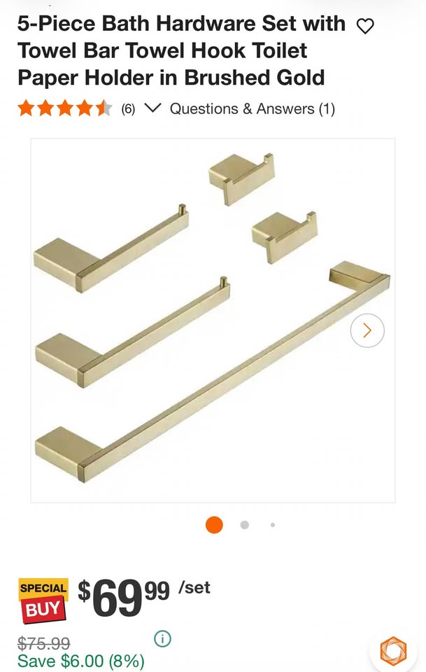 BWE 5-Piece Bath Hardware Set in Brushed Gold