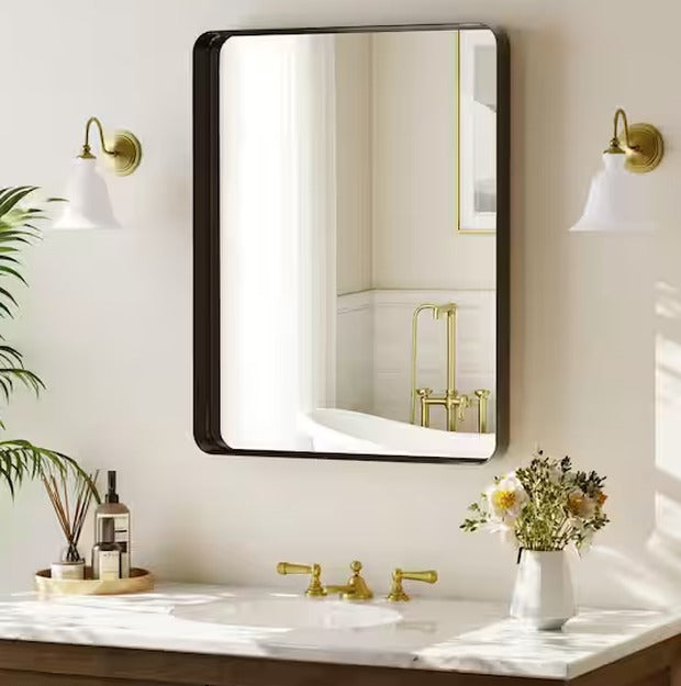 YVANLA 30x40 Black Deep-Framed Bathroom Mirror