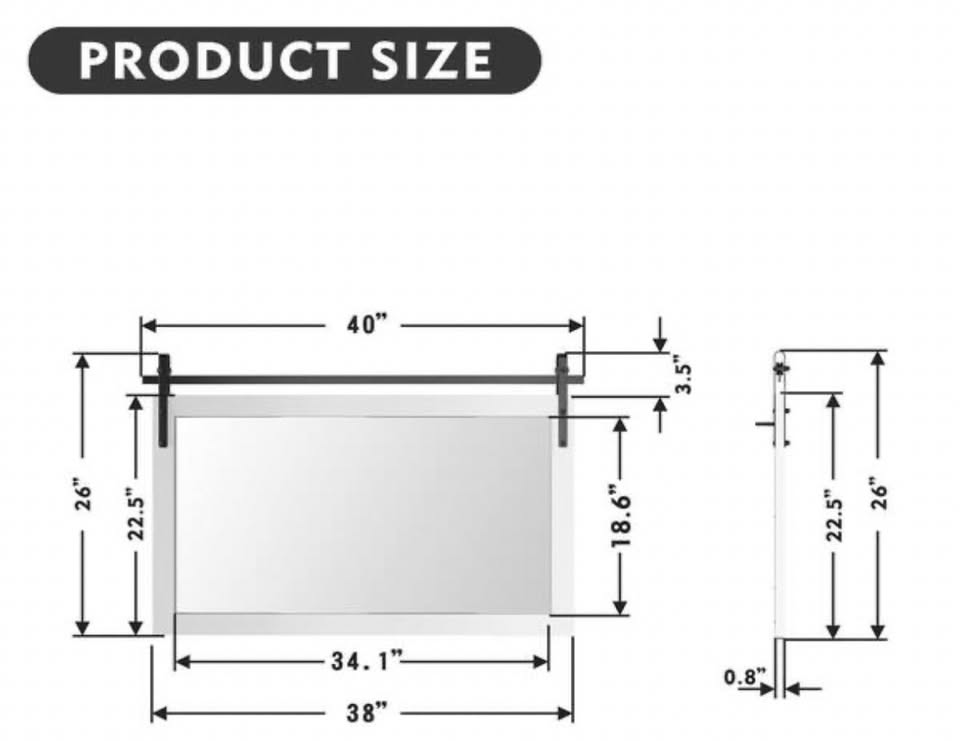 HOMEIBRO 40x26 White Farmhouse Framed Bathroom Mirror