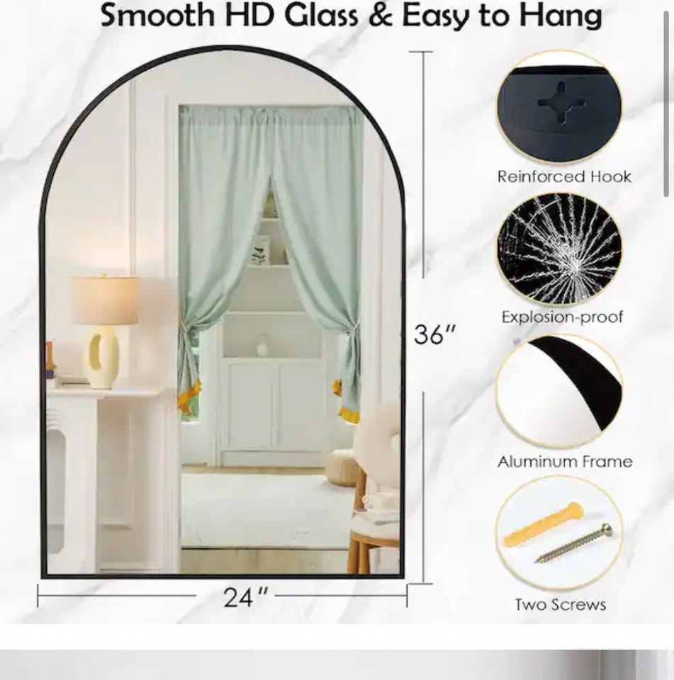 Banbury 24x36 Arch Black Bathroom Mirror
