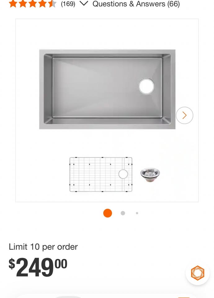 Glacier Bay Tight Radius 31 in. Undermount Single Bowl 18-Gauge Stainless Steel Kitchen Sink
