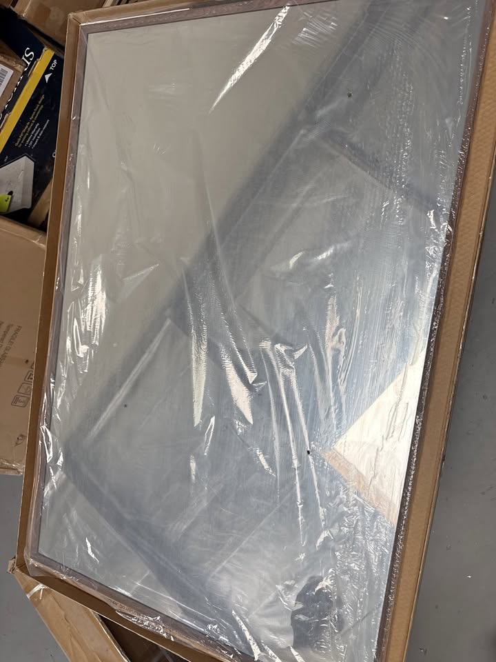 48x32 Framed Dark Brown Bathroom Mirror