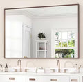 48x32 Framed Dark Brown Bathroom Mirror