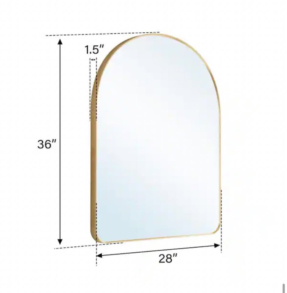 WELLFOR BELLA 28x36 Arch Brushed Gold Bathroom Mirror