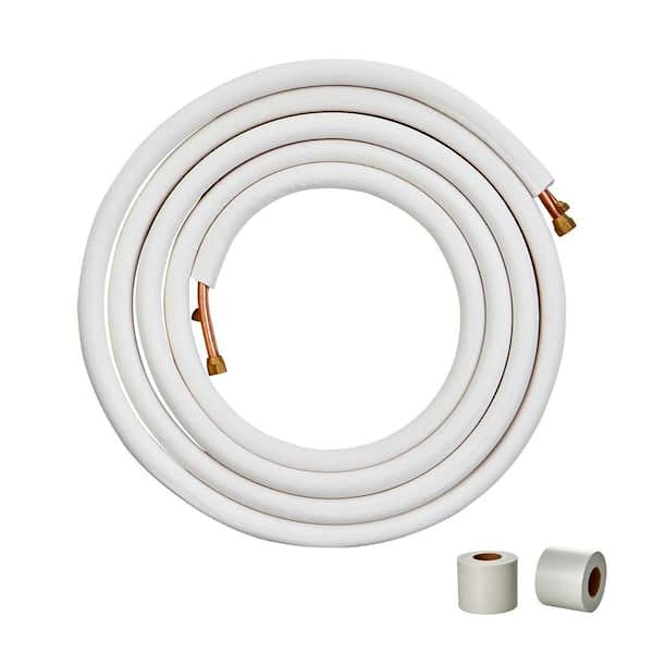 VEVOR 25 ft. Mini Split Line Set 1/4 in. and 1/2 in. O.D Copper Pipes with Triple-Layer Insulation