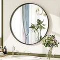 YVANLA 30" Round Black Deep-Framed Bathroom Mirror
